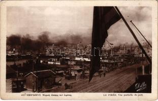 Piraeus, Peiraiás, Le Pirée; Vue partielle du port / port, steamships (crease)