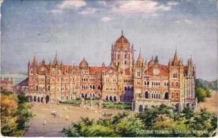 1917 Bombay, Victoria Terminus Station. Raphael Tuck & Sons' "Oilette" Postcard No. 8925. Wide-Wide-World Series (EK)