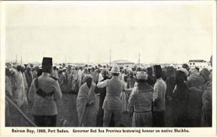 Port Sudan, Bairam Day 1909. Governor Red Sea Province bestowing honour on native Sheikhs (fl)