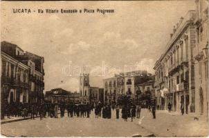 1920 Licata, Via Vittorio Emanuele e Piazza Progresso / street view, square (EK)