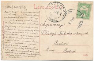 1908 Székelyhíd, Sacueni; Árpád tér, hősök szobra. Dubay Emánuel kiadása / square, military heroes s...