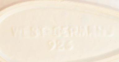 Retro német színes csíkos festésű ovális öblös kínáló, jelzéssel, kis kopással, h: 26 cm