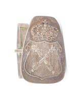 4 darab ezüstözött angol katonai(?) mandzsetta gomb, jelzéssel, szép állapotban, 22x18 mm