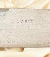 Ezüst (Ag) nyelű antik francia hús szervírozó készlet, jelzéssel, díszdobozban, h: 27-31 cm, bruttó:...