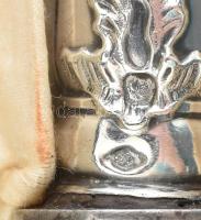 Ezüst (Ag) nyelű antik francia hús szervírozó készlet, jelzéssel, díszdobozban, h: 27-31 cm, bruttó:...