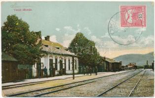 1914 Székelyudvarhely, Odorheiu Secuiesc; vasútállomás. Sterba Ödön kiadása, Ferentzy és Kováts felvétele / railway station. TCV card (EK)