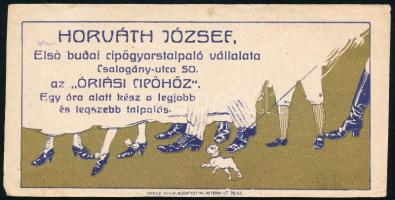 Horváth József első budai cipőgyorstalpaló vállalata, Bp. Csalogány utca, számolócédula