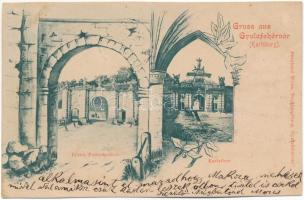 1900 Gyulafehérvár, Karlsburg, Alba Iulia; Várkapu, Károly-kapu. Bernhard Weiss kiadása / castle gates. Art Nouveau, floral