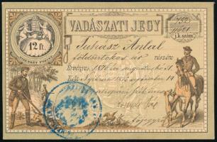 1875 Nyitra, vadászati jegy Juhász Antal földbirtokos részére, szép állapotban