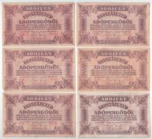 1946. 10.000AP (3x) vízjeles papíron, az egyik sorszámmal + 100.000AP (6x) közte vízjeles és vízjel ...
