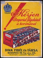 Cca 1900 Dikk FIdél és Társa Imperial fügekávé   illusztrált reklámplakát. 17,5 x 24 cm két sarka sérült.