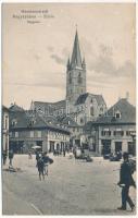 1913 Nagyszeben, Hermannstadt, Sibiu; Saggasse / utca, szálloda és étterem, piac. Karl Graef kiadása / street, restaurant and hotel, market (EK)