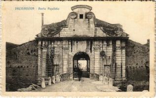 1916 Palmanova, Porta Aquileia / gate, horse-drawn carriage (fa)