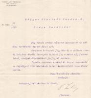 1913 Bp., Uruguay főkonzuljának autográf aláírással ellátott, gépelt köszöntő levele Jászai Mari (Já...