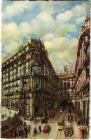 1938 Genova, Galleria Vittorio Emanuele III., Piazza Corridoni / street view, automobiles, trams