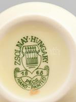 Zsolnay búzavirág mintás italos pohár készlet, 6 db, jelzéssel, kézzel festett, hibátlan, m: 6,5 cm