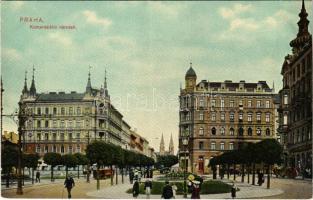 Praha, Prag, Prague; Komenského námestí / square, street view, tram, sport shop