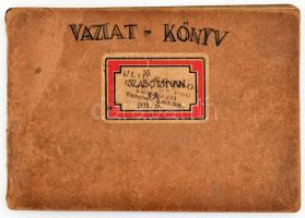 1934 Vázlat könyv, Szabó István rajzai, közte hajórajzok, repülőgép rajzok