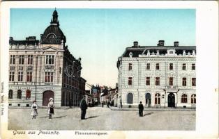 Prostejov, Prossnitz; Plumenauergasse / street view. Verlag J. Fuchs (fl)