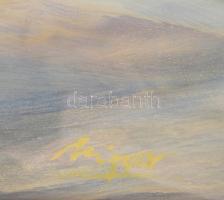 Mizser Pál (1941-): Elválaszthatatlanul . Tempera, farost, jelzett, üvegezett Fakeretben, 60x80 cm