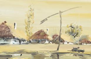 Szőcs László (1944-): Őszi fények Olaj, farost. Jelzett. 20x80 cm. Fakeretben