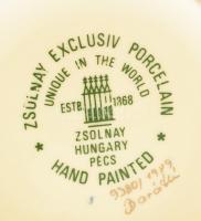 Zsolnay porcelán virág mintás váza. Kézzel festett, jelzett (Baráthné), hibátlan m: 27 cm