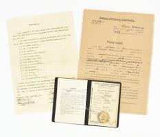 1943-1951 Bp., mutatványosok részére kiállított polgármesteri határozat és megállapodás + Népligeti Mutatványosok és Egyéb Bérlők Egyesülete fényképes tagsági igazolvány, tagbélyegekkel