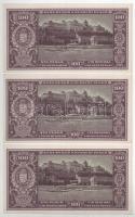1945. 100P (3x) nem vízjeles papíron, "BÜNTETÉS" szónál "N" felett lemezhiba, so...