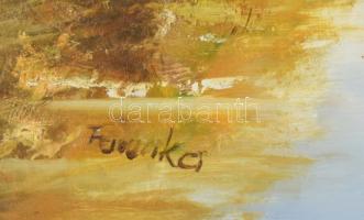 Ferencsik Árpád (1969-): Párás reggel. Olaj, farost, jelzett. fa keretben, 60x80 cm