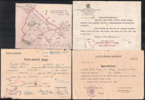 1939-1949 Bp., Fischer István MÁVAG repülőgép-lakatos iratai (felvételi jegy, igazolványok, térkép),...