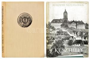 Magyar Műemlékek sorozat 2 kötete:  Koppány Tibor-Péczely Piroska-Sági Károly: Keszthely.;  Kádár Zoltán-Horváth Tibor Antal: Szombathely.; Bp., 1961-1962, Képzőművészeti Alap. Fekete-fehér fotókkal illusztrált. Kiadói egészvászon-kötés, kiadói kissé szakadt, kissé foltos papír védőborítóban, és kiadói egészvászon-kötés.