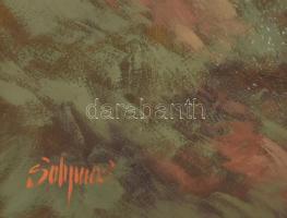 Solymos Tamás Géza (1954 -): Csendes öböl. Olaj, farost, jelzett, keretben, 50x60 cm