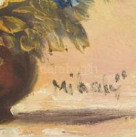 Mihály jelzéssel: Virág csendélet.Olaj, vászon, Jelzett, kissé kopott fa keretben 25x34 cm