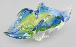 Cseh kétszínű üveg kínáló, jelzés nélkül, hibátlan, h: 30 cm