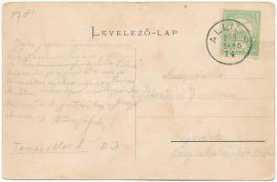 1909 Temesillésd, Alliós, Alios; templom, Fő utca, községháza, Knebel Miklós üzlete. Dajkovits J. ut...