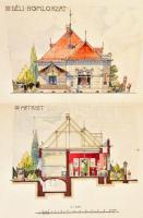 cca 1890 Dunakeszi? Tóthfalusi Doleviczény Irén úrhölgy nyaralójának komplett látványtervei, 6 db lá...