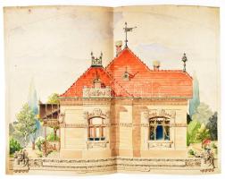 cca 1890 Dunakeszi? Tóthfalusi Doleviczény Irén úrhölgy nyaralójának komplett látványtervei, 6 db lá...