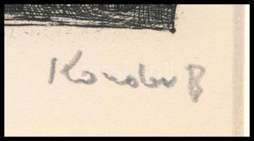 Kondor Béla (1931-1972): Püspök, rézkarc, papír, paszpartuban, utólagos jelzéssel, 11,5×8 cm