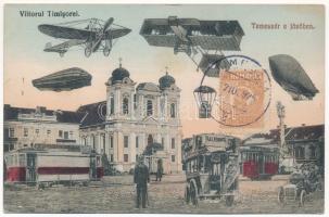 1924 Temesvár, Timisoara; Viitorul Timisorei / a jövőben montázs / in the future montage. TCV card (fl)