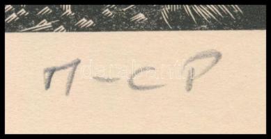 Molnár C. Pál (1894-1981): Fájdalom. Fametszet, papír, paszpartuban, utólagos jelzéssel, 17×11 cm