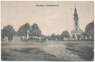 1914 Boksánbánya, Várboksán, Románbogsán, Németbogsán, Deutsch-Bogsan, Bocsa Montana; Fő tér, templom / main square, church (EB)