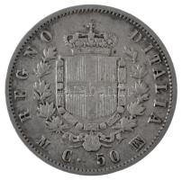 Olaszország 1863M BN 50c Ag "II. Viktor Emánuel" T:XF,VF Italy 1863M BN 50 Centesimi Ag &q...