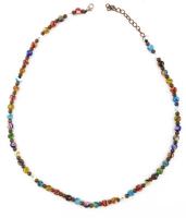 Muranói üveg gyöngyökből álló nyaklánc réz kapoccsal 50 cm d: 5 mm