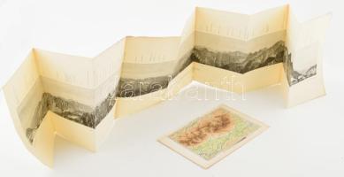 cca 1900 Magas-Tátra térképe, "Pallas Nagy Lexikona", Bp., Posner, 13x19,5 cm + A Magas-Tátra látóképe a Tengerszem csúcsról, Panorámakép a Rysy-ről, nyomtatvány, 24x127 cm/  cca 1900 The map of High Tatra Mountains, In: Pallas Lexicon, Bp., Posner, 13x19,5 cm + Panoramic view picture, print, from the Rysy peak, 24x127 cm