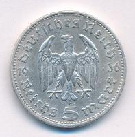 Német Harmadik Birodalom 1936A 5M Ag "Hindenburg" T:XF German Third Reich 1936A 5 Reichsma...
