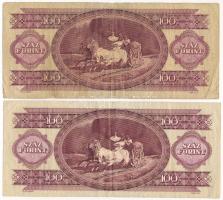 1984. 100Ft fordított hátlapi alapnyomattal (2db) T:F,VG Hungary 1984. 100 Forint with reverse base ...