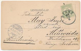 1907 Piski, Simeria; Csárda, vasúti híd / restaurant, railway bridge. Art Nouveau, floral (EK)