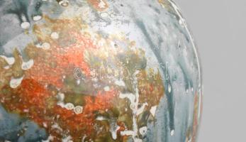 Vajda Kerámia: Folyatott irizáló váza. Jelzéssel, hibátlan, m: 17 cm