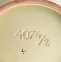 Modernista német kagylóalakú mázas kerámia kínáló, jelzett, hibátlan, 21x16x12 cm