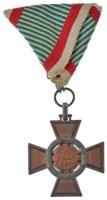 1943. "Tűzkereszt II. fokozata" oxidált hadifém kitüntetés modern mellszalaggal T:VF Hungary 1943. "Fire Cross, 2nd Class" war metal decoration with modern ribbon C:VF NMK 447.